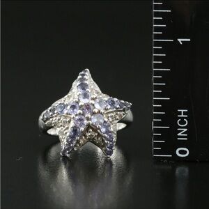 Sterling Silver, Tanzanite & CZ Light Purple Starfish Ring Size 7.75